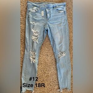 American Eagle Outfitters Light Blue Distressed Skinny Jeans